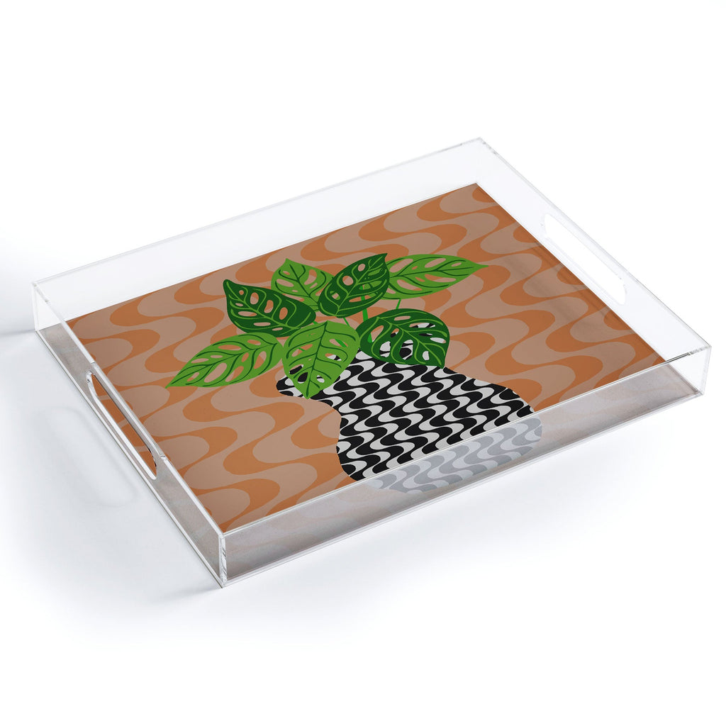 Coco de Paris Green plant retro style 4 Acrylic Tray