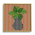 Coco de Paris Green plant retro style 4 Square Metal Framed Art Print