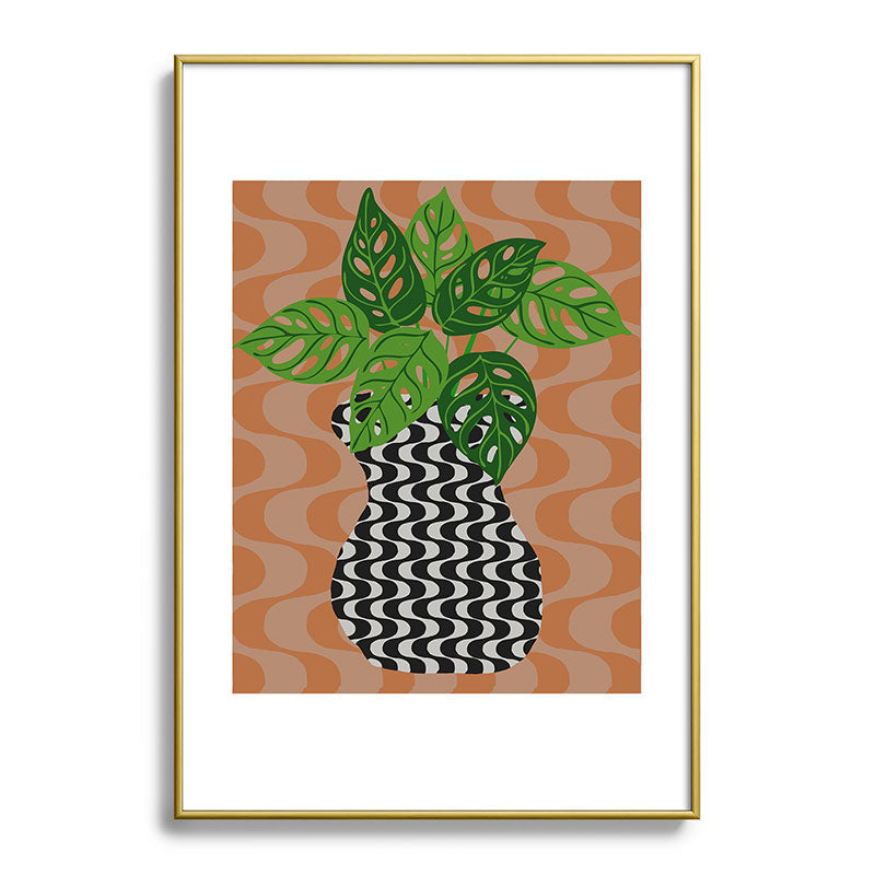 Coco de Paris Green plant retro style 4 Metal Framed Art Print