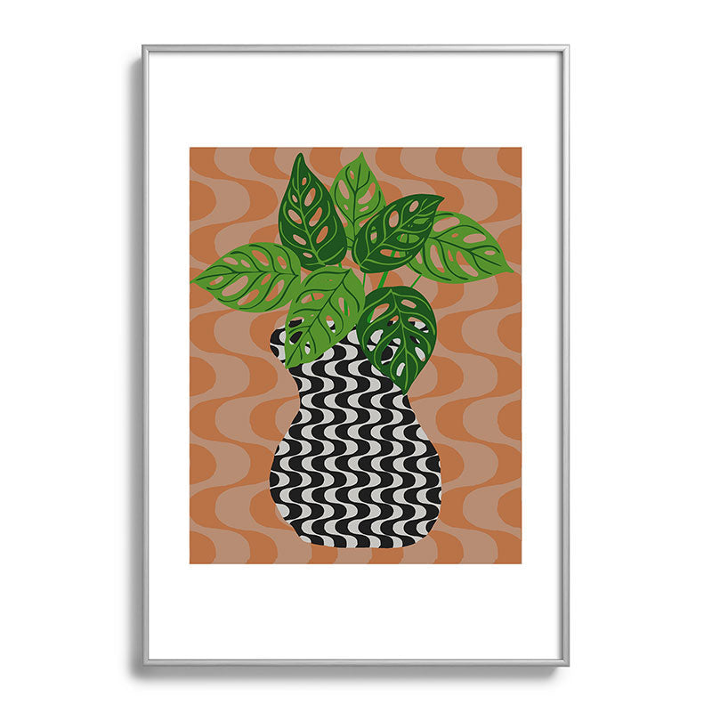 Coco de Paris Green plant retro style 4 Metal Framed Art Print