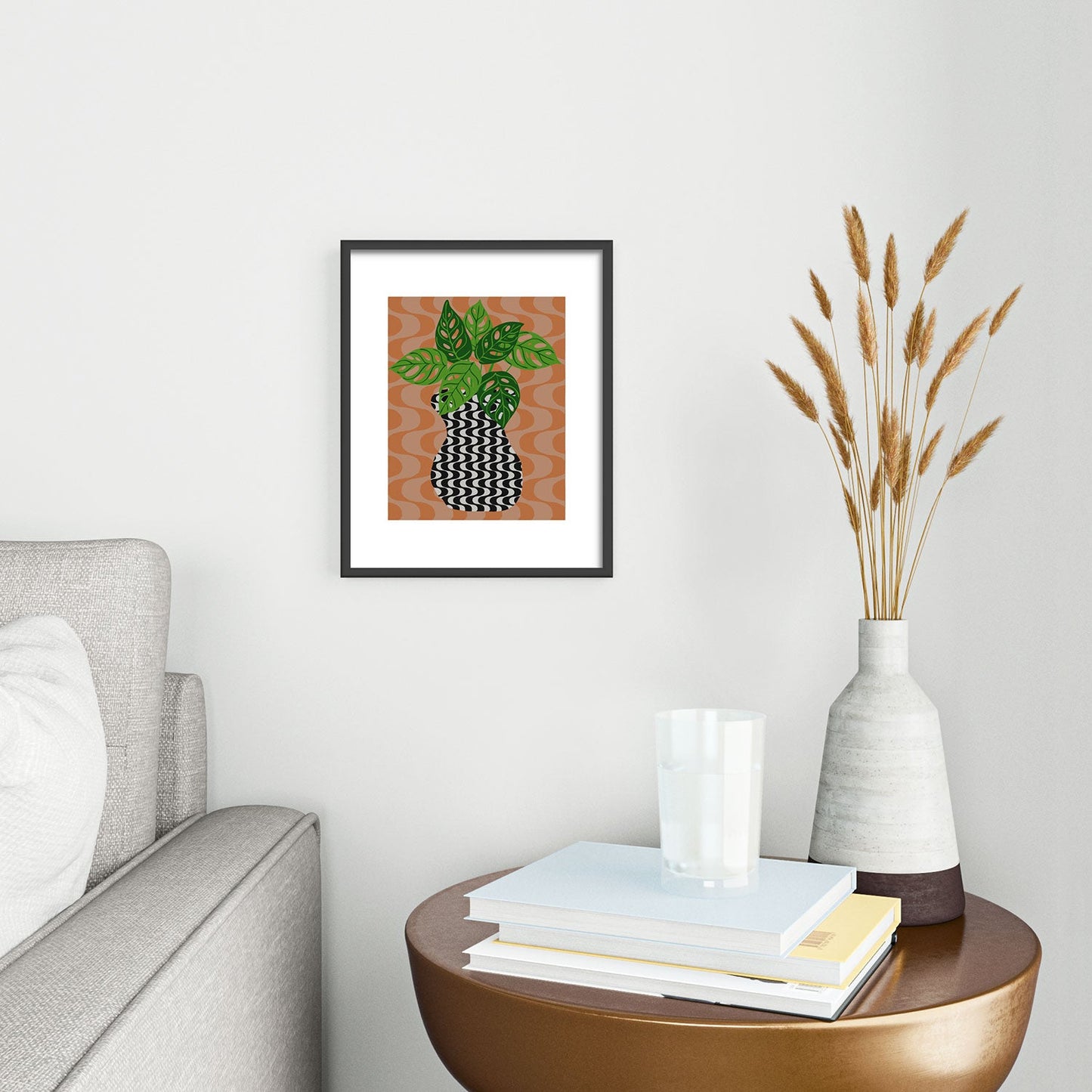 Coco de Paris Green plant retro style 4 Metal Framed Art Print