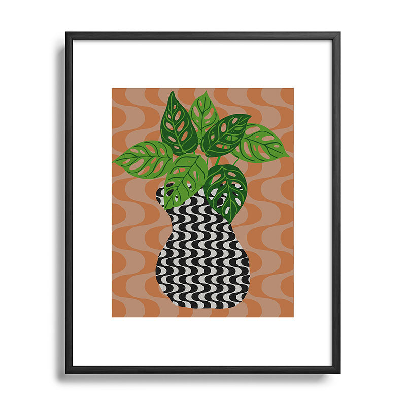 Coco de Paris Green plant retro style 4 Metal Framed Art Print