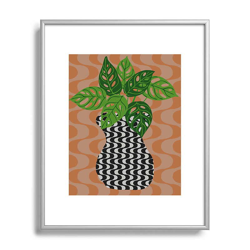 Coco de Paris Green plant retro style 4 Metal Framed Art Print