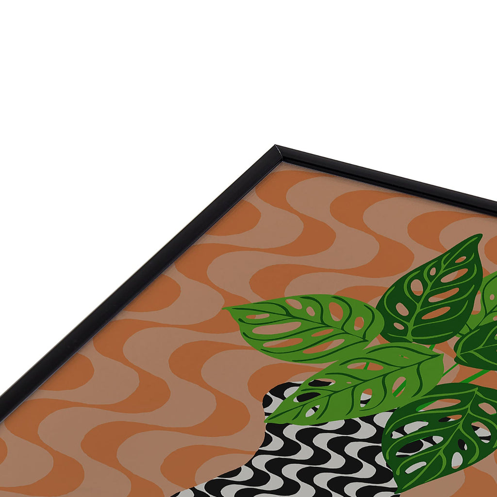 Coco de Paris Green plant retro style 4 Square Metal Framed Art Print