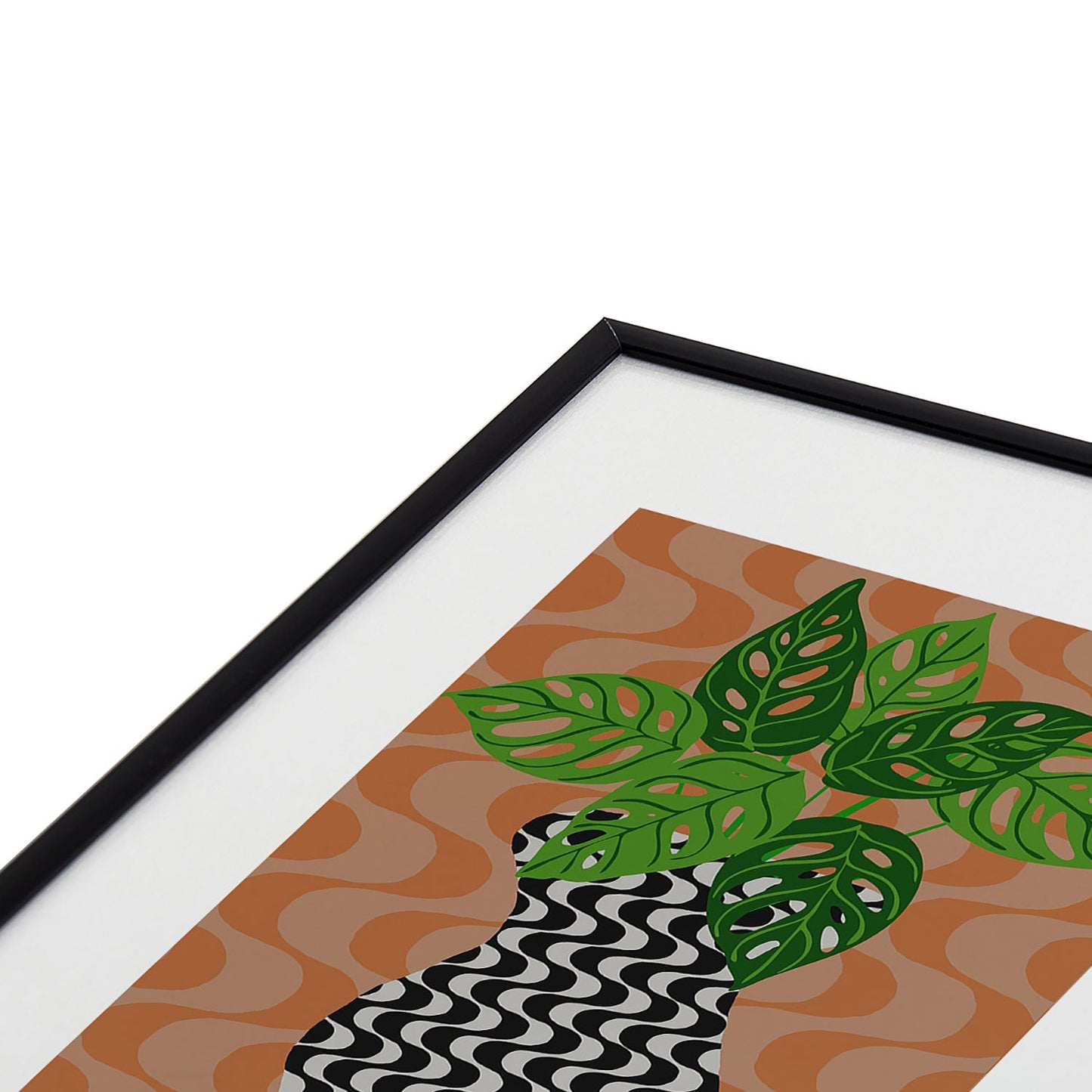 Coco de Paris Green plant retro style 4 Metal Framed Art Print