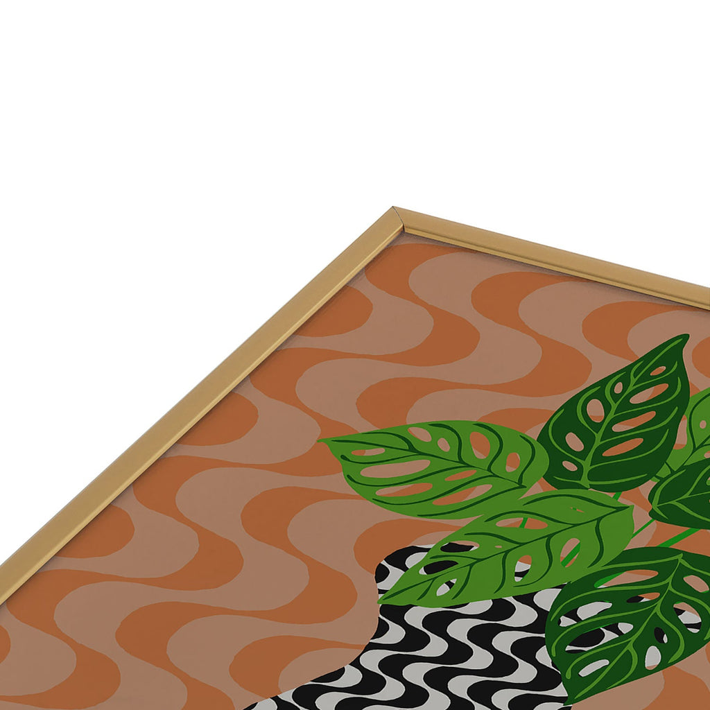 Coco de Paris Green plant retro style 4 Square Metal Framed Art Print