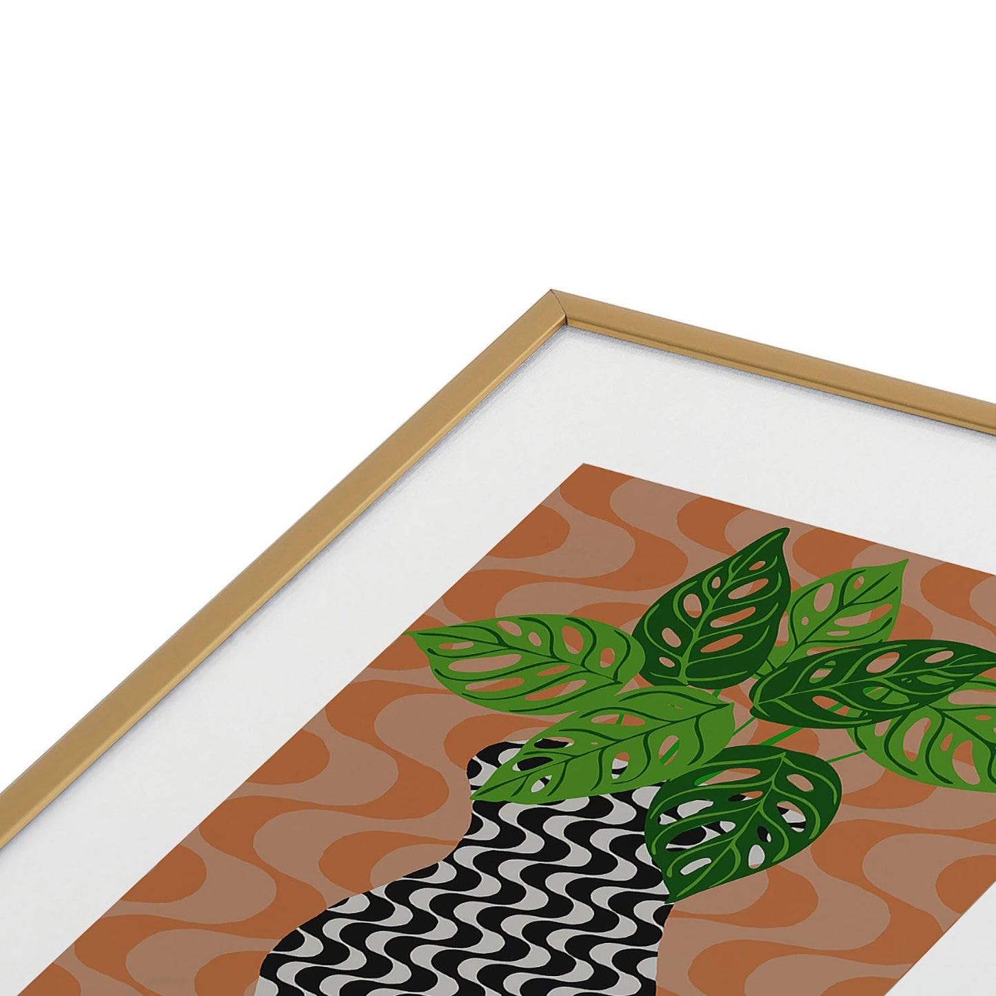 Coco de Paris Green plant retro style 4 Metal Framed Art Print