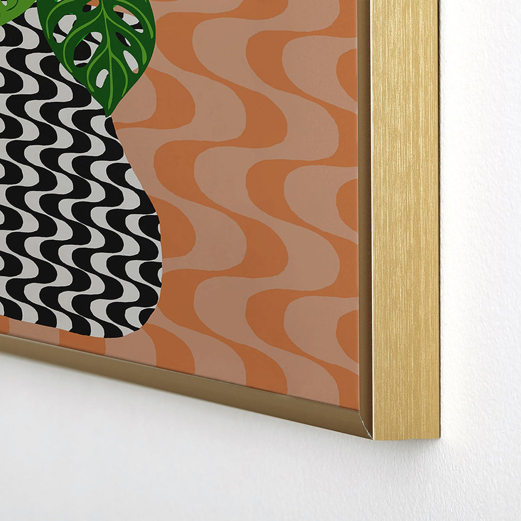 Coco de Paris Green plant retro style 4 Square Metal Framed Art Print