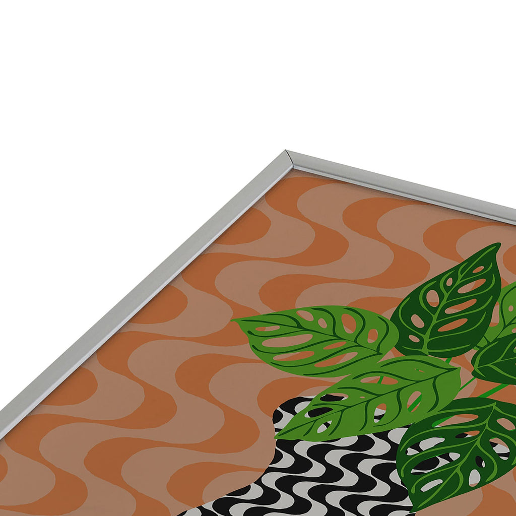 Coco de Paris Green plant retro style 4 Square Metal Framed Art Print