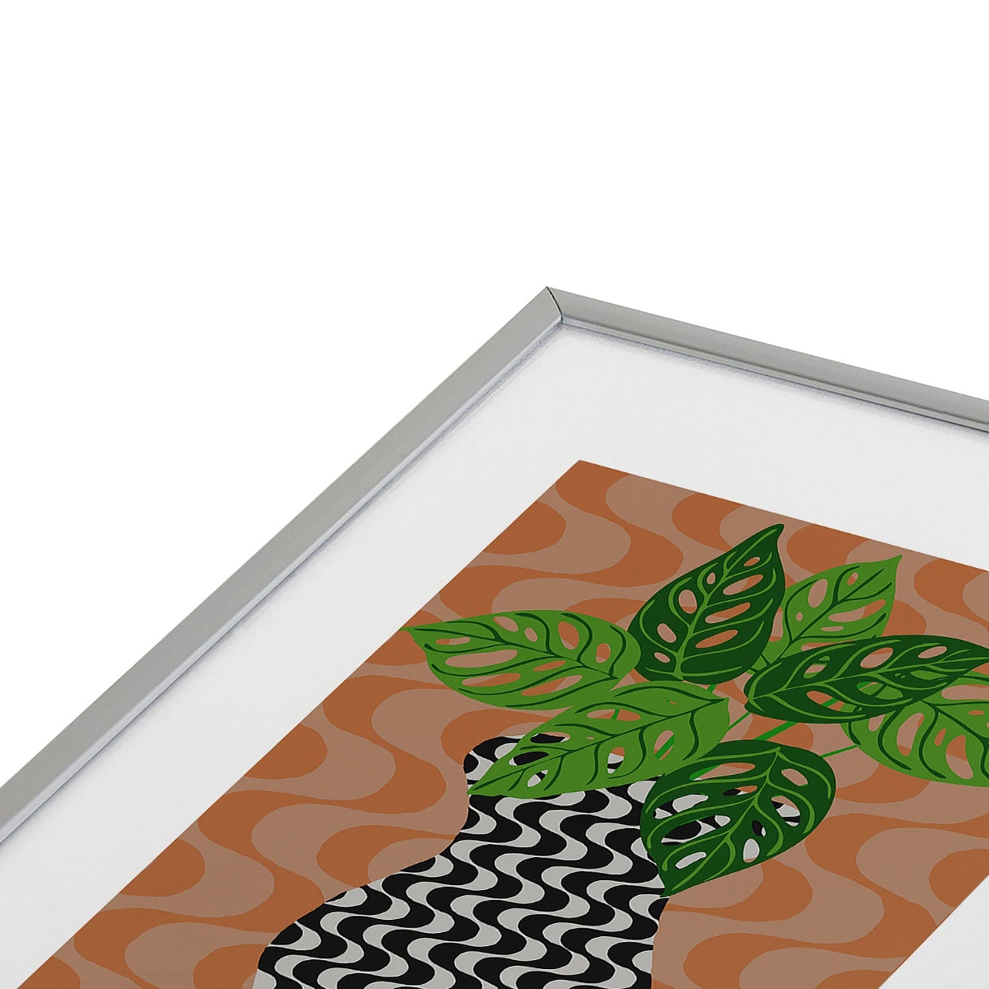 Coco de Paris Green plant retro style 4 Metal Framed Art Print