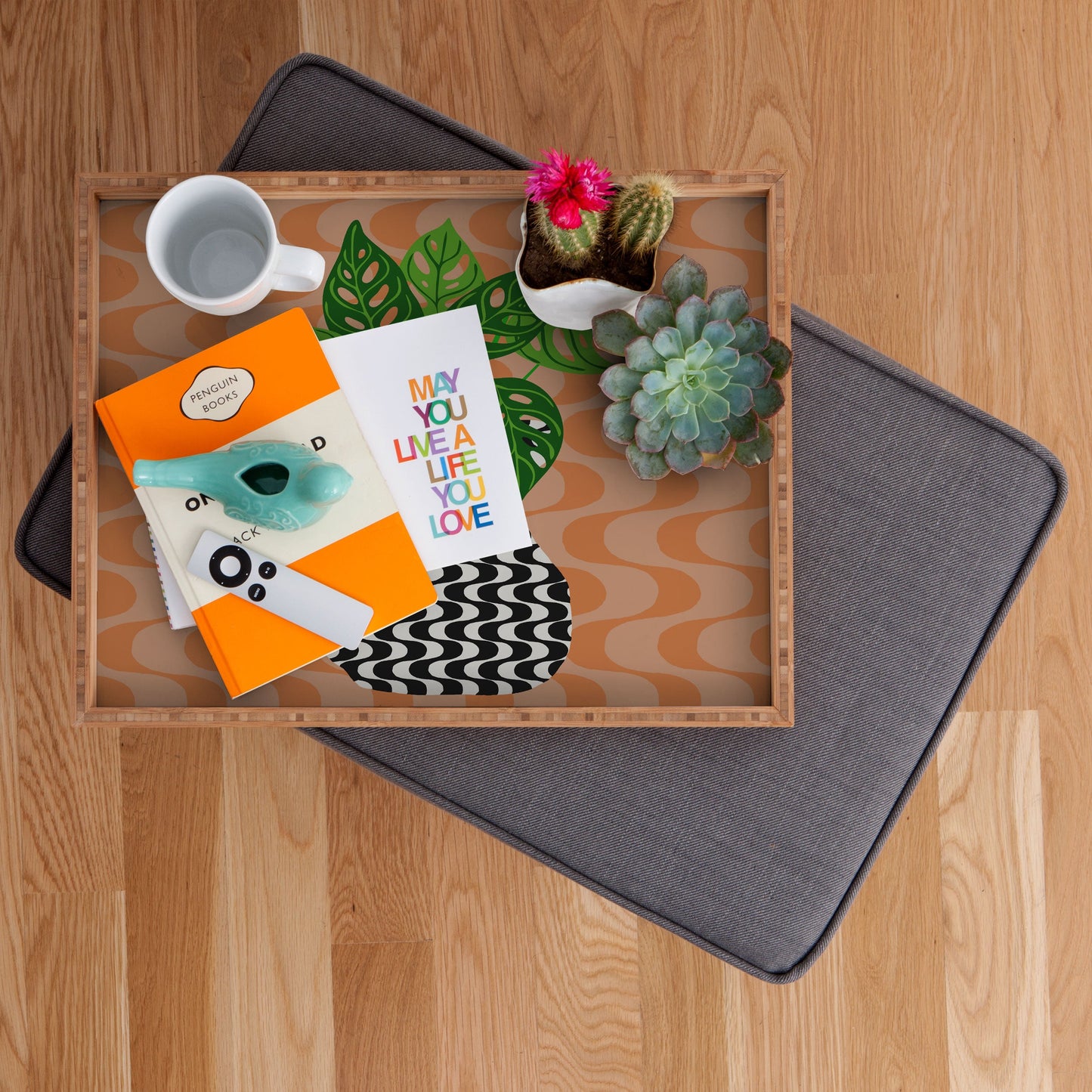 Coco de Paris Green plant retro style 4 Rectangular Tray