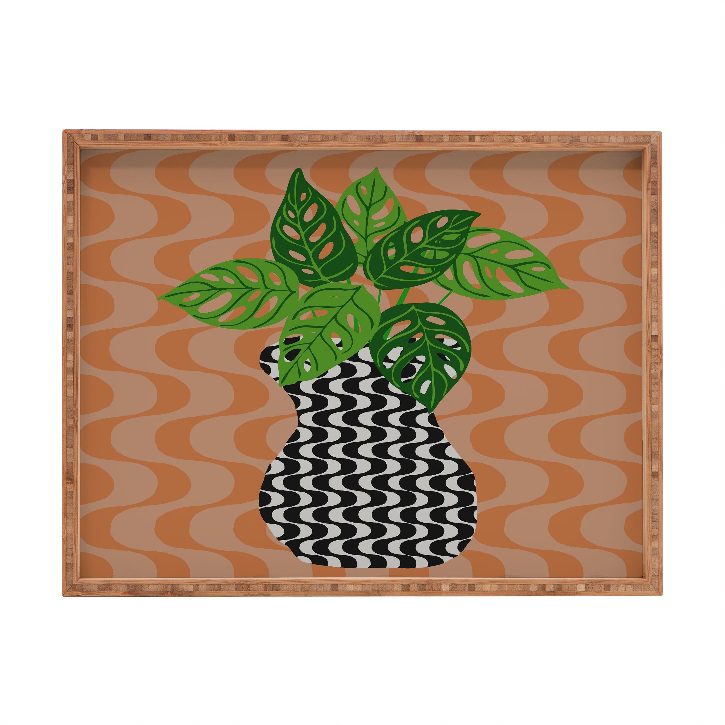 Coco de Paris Green plant retro style 4 Rectangular Tray