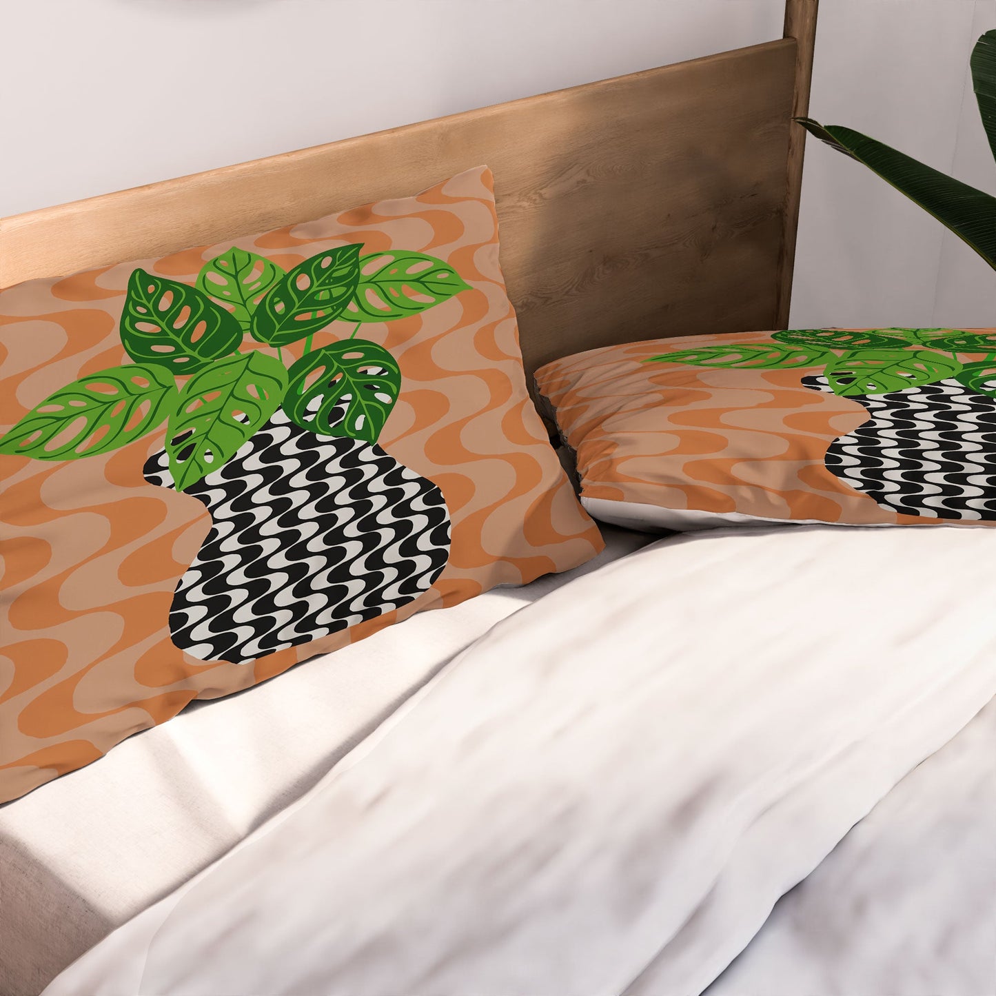 Coco de Paris Green plant retro style 4 Pillow Shams