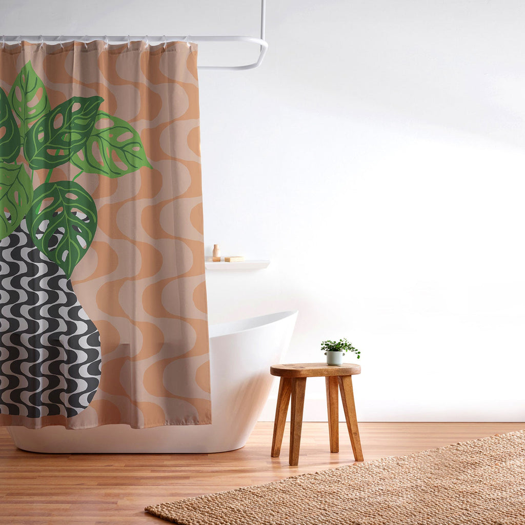 Coco de Paris Green plant retro style 4 Shower Curtain