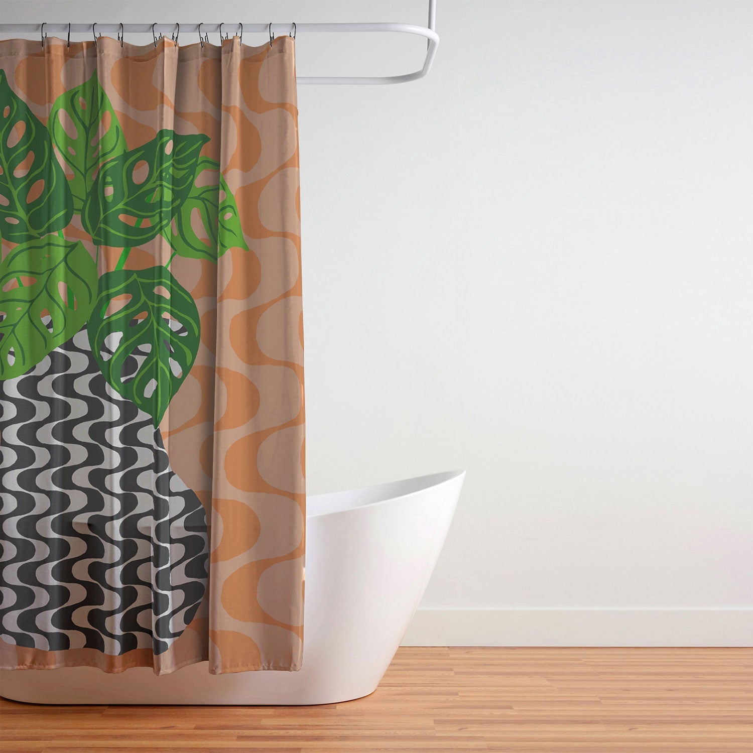 Coco de Paris Green plant retro style 4 Shower Curtain