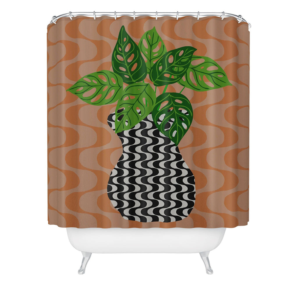 Coco de Paris Green plant retro style 4 Shower Curtain