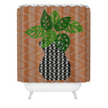 Coco de Paris Green plant retro style 4 Shower Curtain
