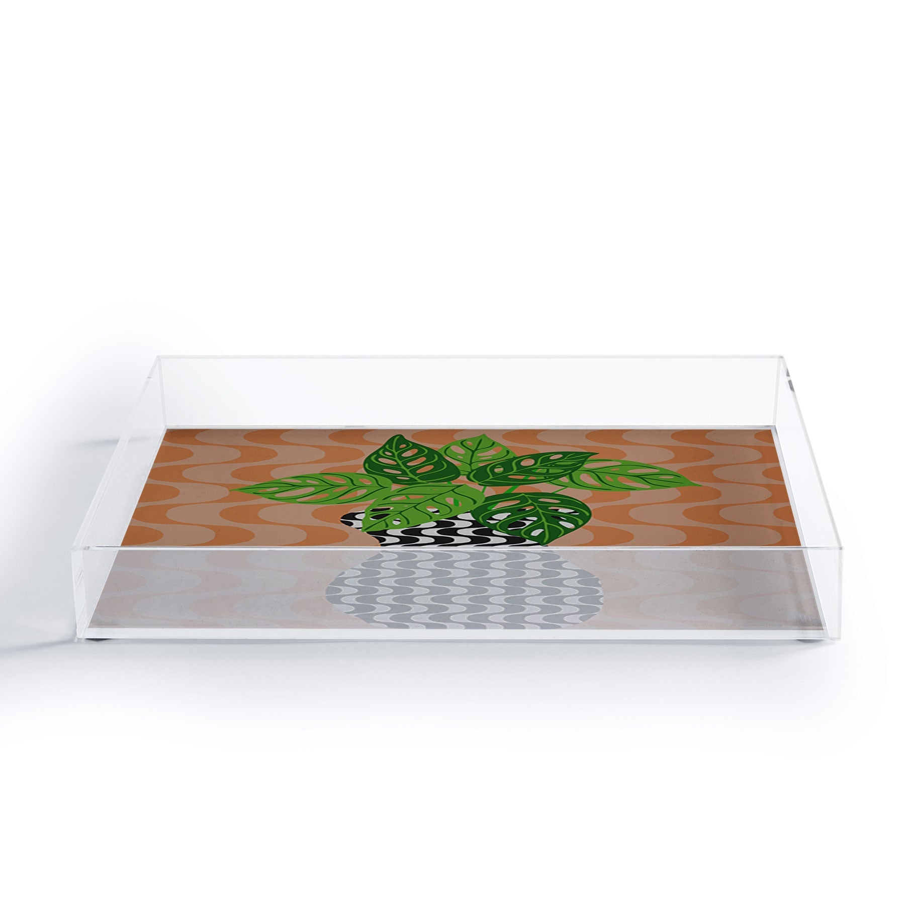 Coco de Paris Green plant retro style 4 Acrylic Tray