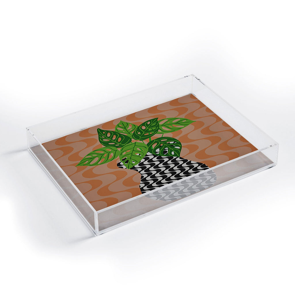 Coco de Paris Green plant retro style 4 Acrylic Tray