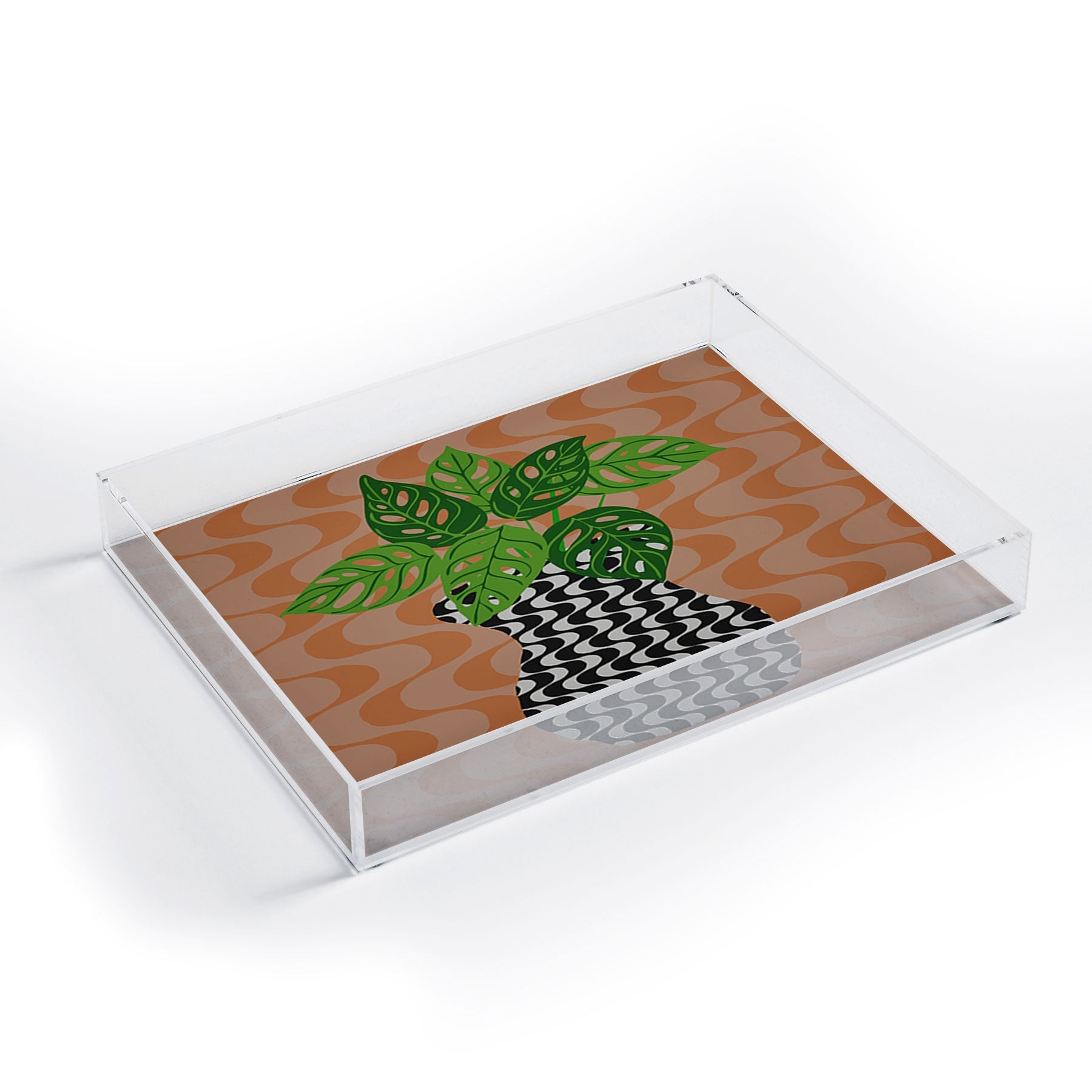 Coco de Paris Green plant retro style 4 Acrylic Tray