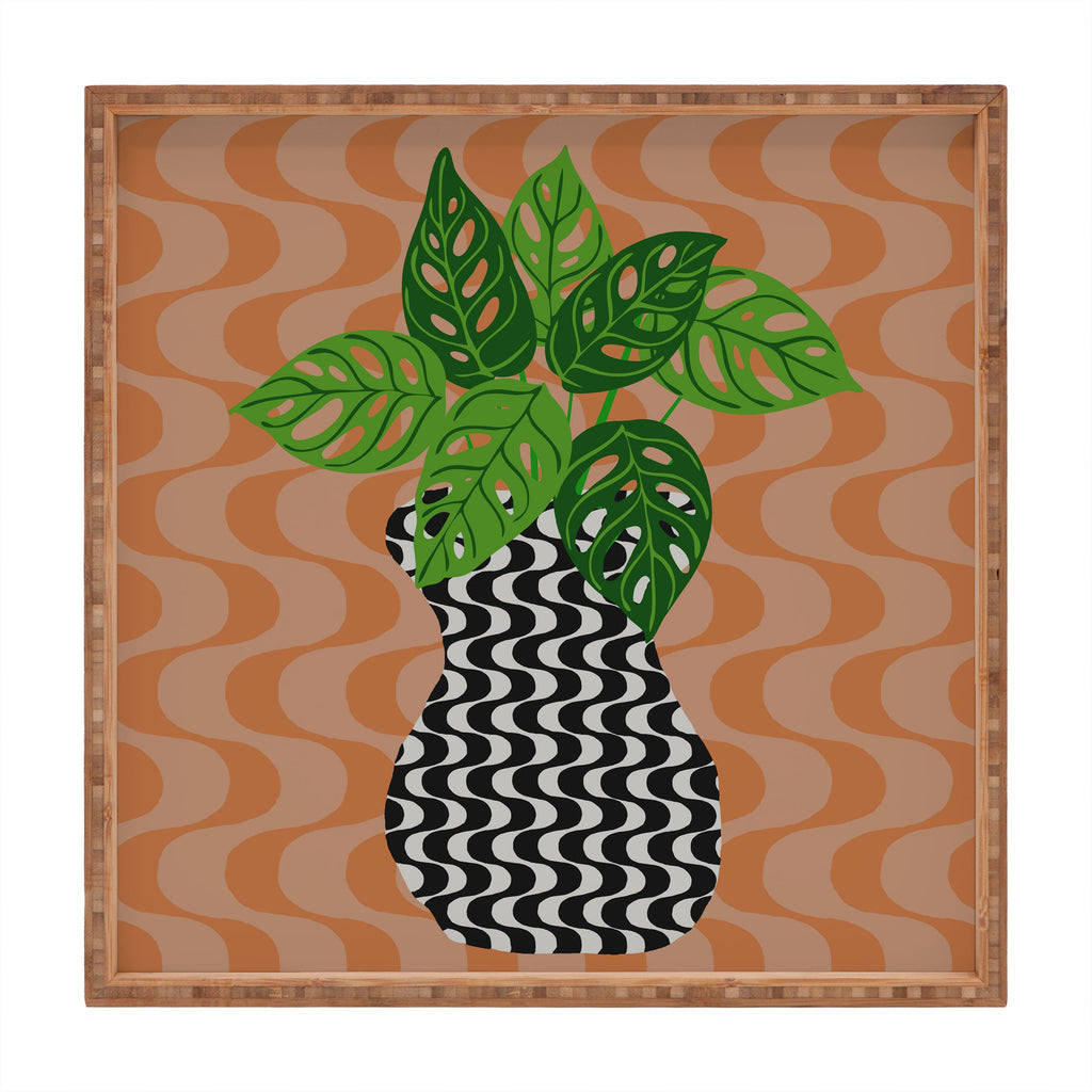 Coco de Paris Green plant retro style 4 Square Tray