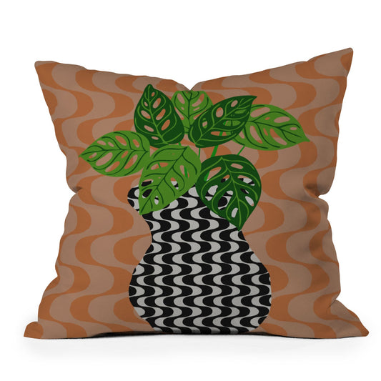 Coco de Paris Green plant retro style 4 Throw Pillow