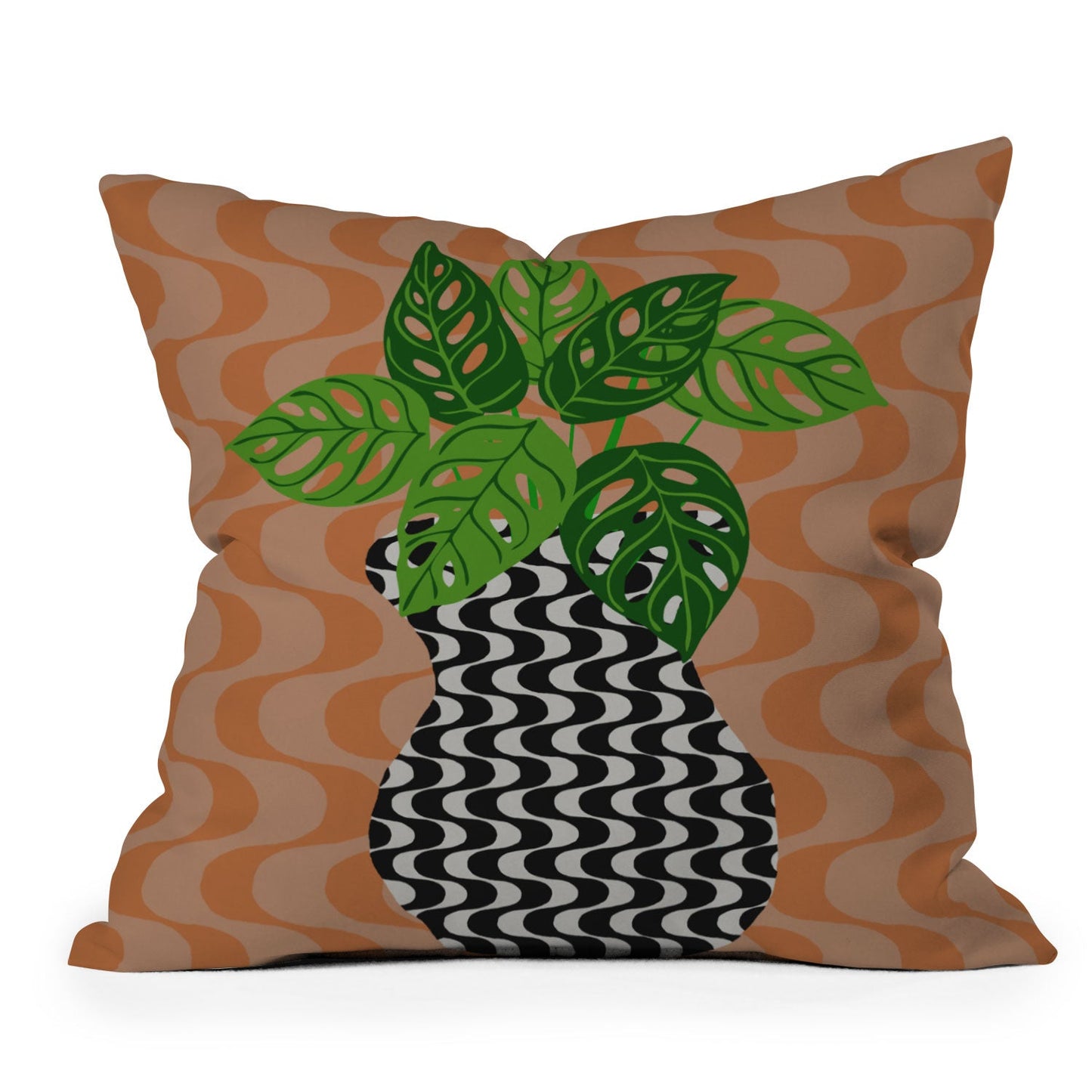 Coco de Paris Green plant retro style 4 Outdoor Throw Pillow