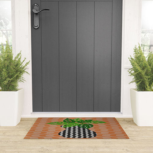 Coco de Paris Green plant retro style 4 Welcome Mat
