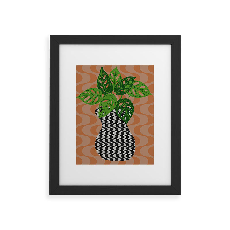 Coco de Paris Green plant retro style 4 Framed Art Print