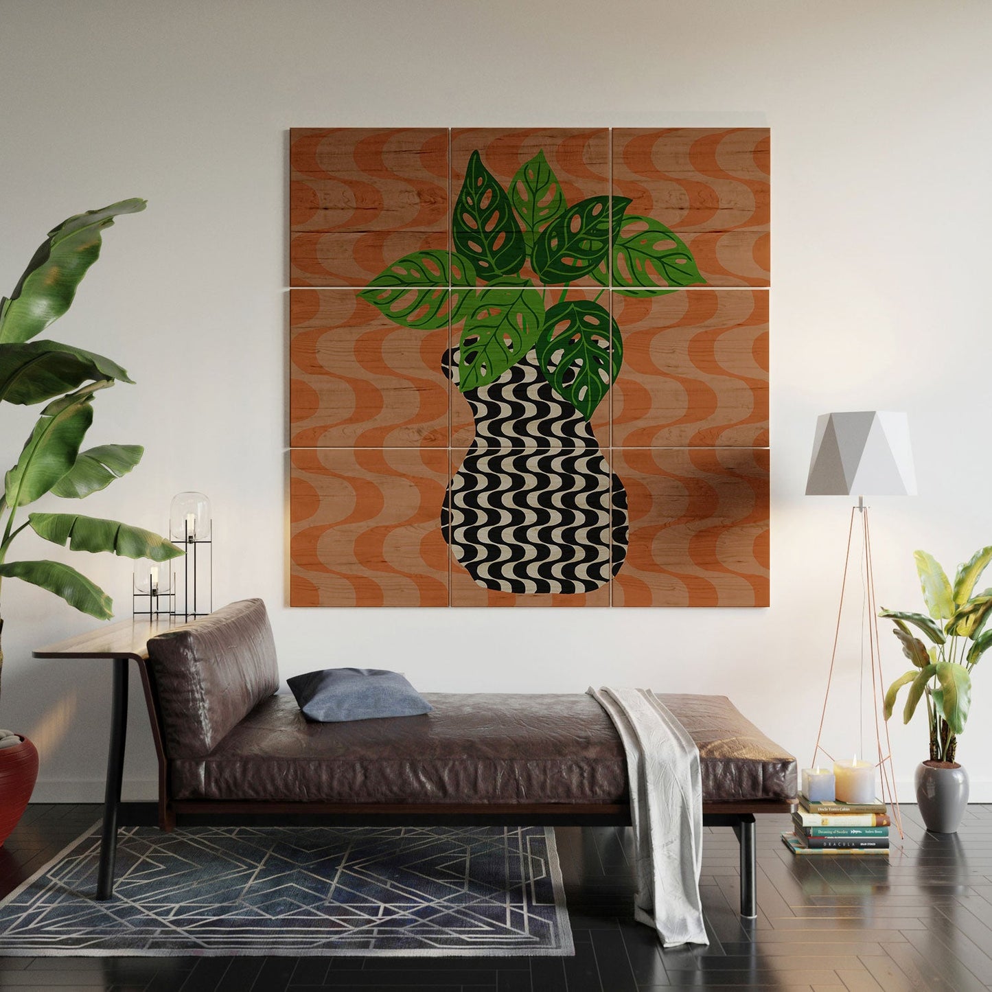Coco de Paris Green plant retro style 4 Wood Wall Mural