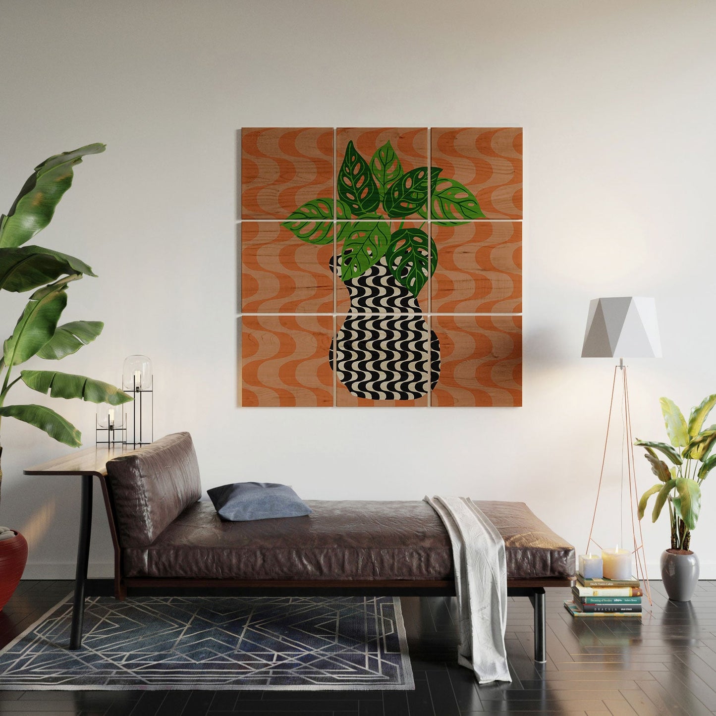 Coco de Paris Green plant retro style 4 Wood Wall Mural