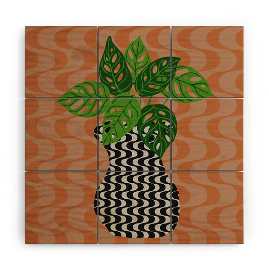 Coco de Paris Green plant retro style 4 Wood Wall Mural