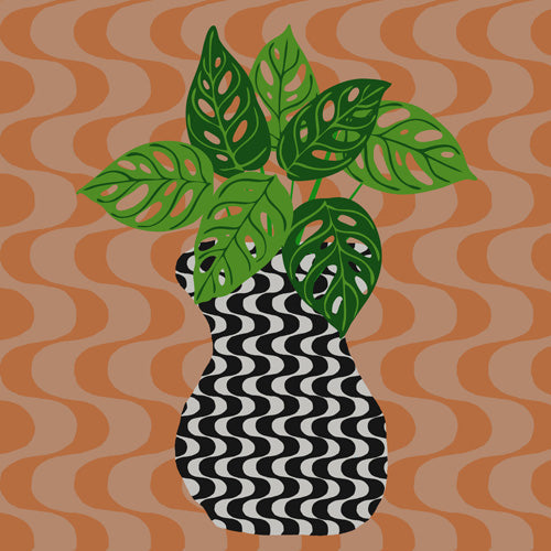 Coco de Paris Green plant retro style 4 Shower Curtain