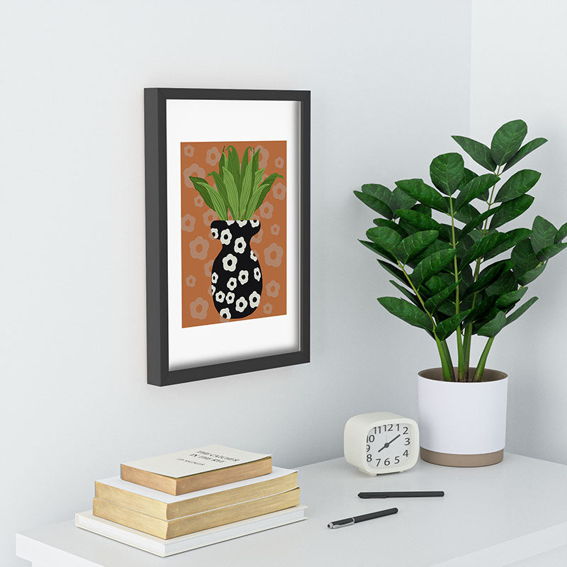 Coco de Paris Green plant retro style 5 Recessed Framing Rectangle