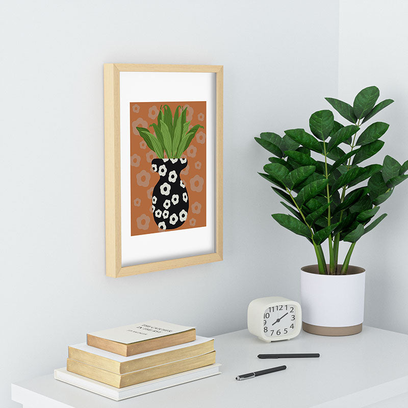 Coco de Paris Green plant retro style 5 Recessed Framing Rectangle
