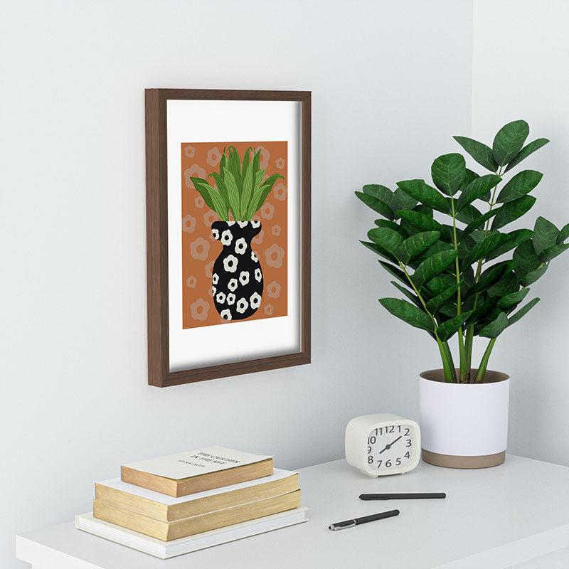 Coco de Paris Green plant retro style 5 Recessed Framing Rectangle