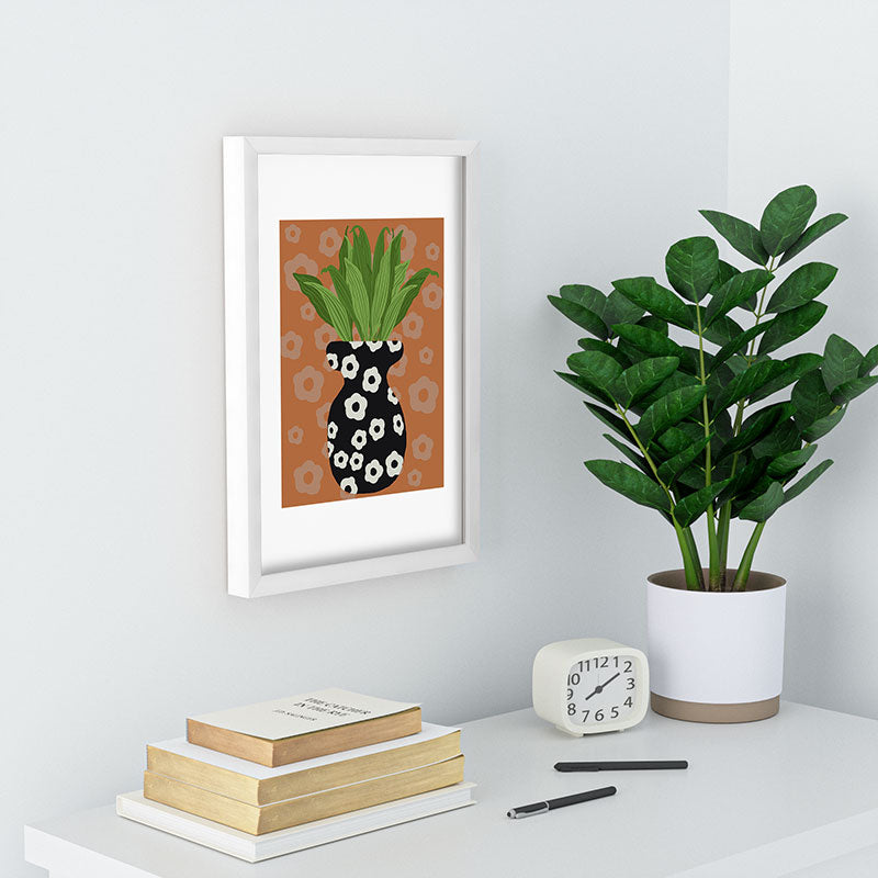 Coco de Paris Green plant retro style 5 Recessed Framing Rectangle