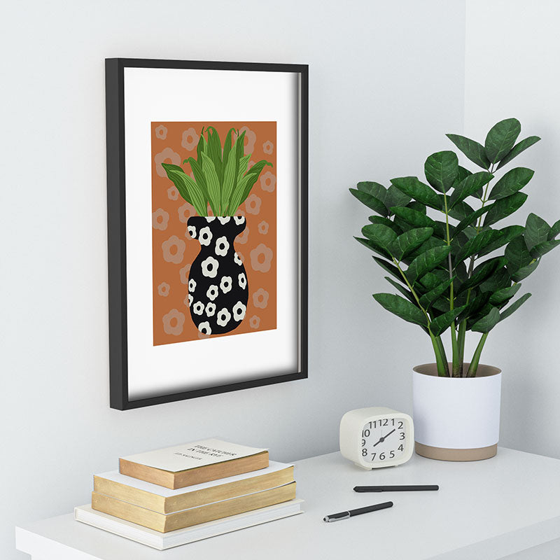 Coco de Paris Green plant retro style 5 Recessed Framing Rectangle