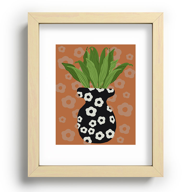 Coco de Paris Green plant retro style 5 Recessed Framing Rectangle
