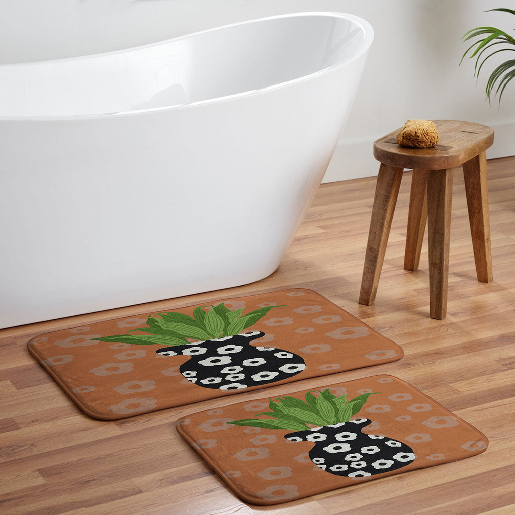 Coco de Paris Green plant retro style 5 Memory Foam Bath Mat