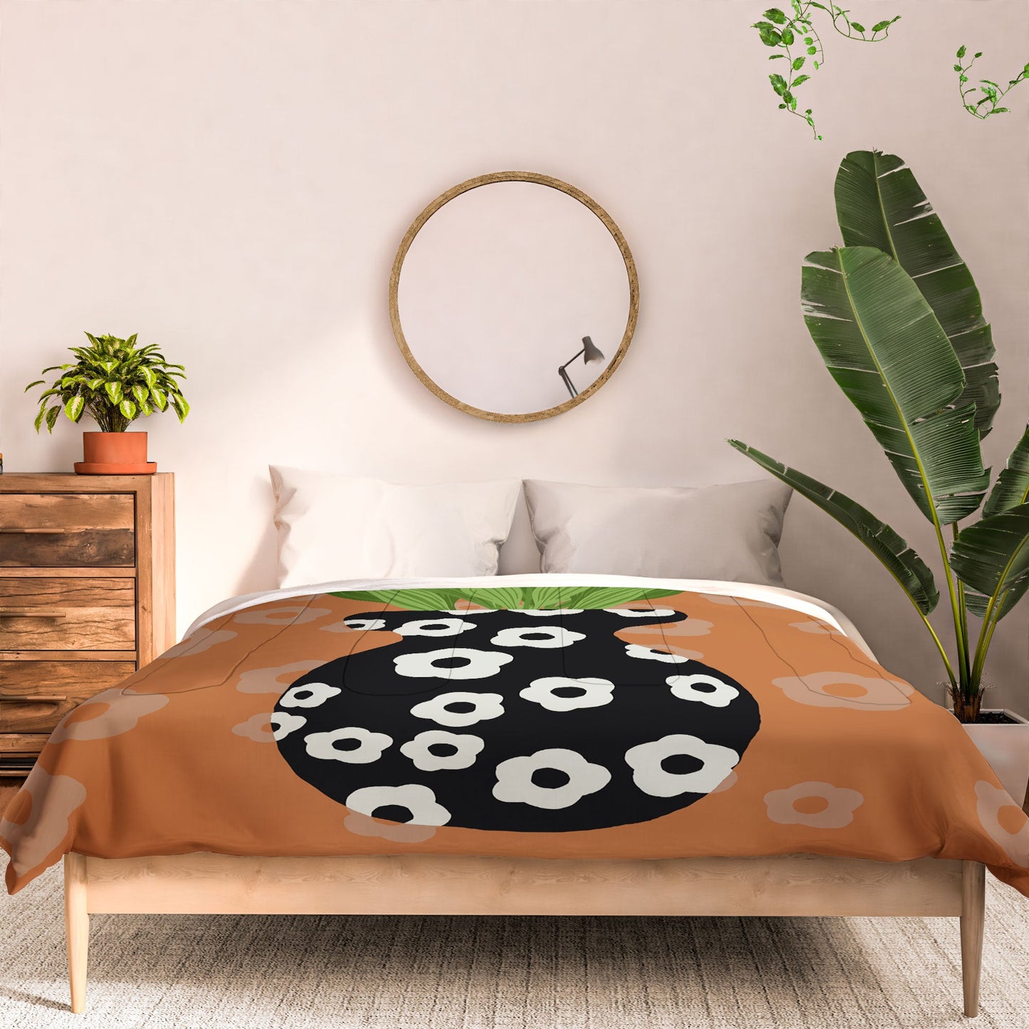 Coco de Paris Green plant retro style 5 Comforter