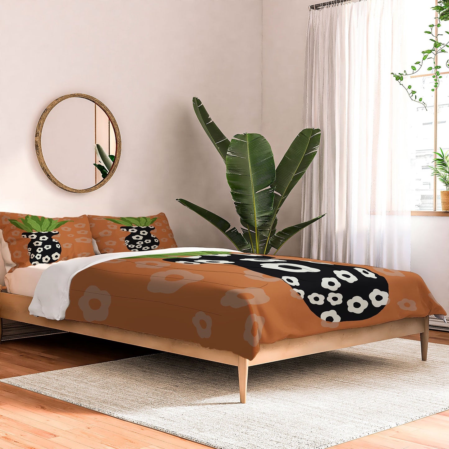Coco de Paris Green plant retro style 5 Comforter