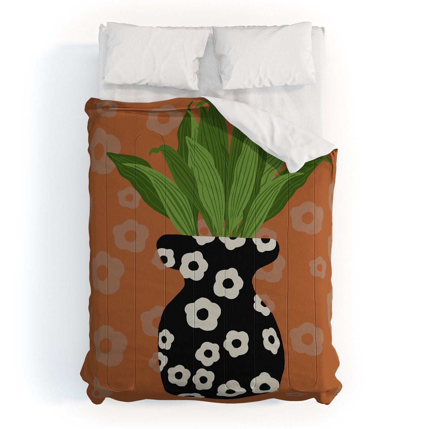 Coco de Paris Green plant retro style 5 Comforter