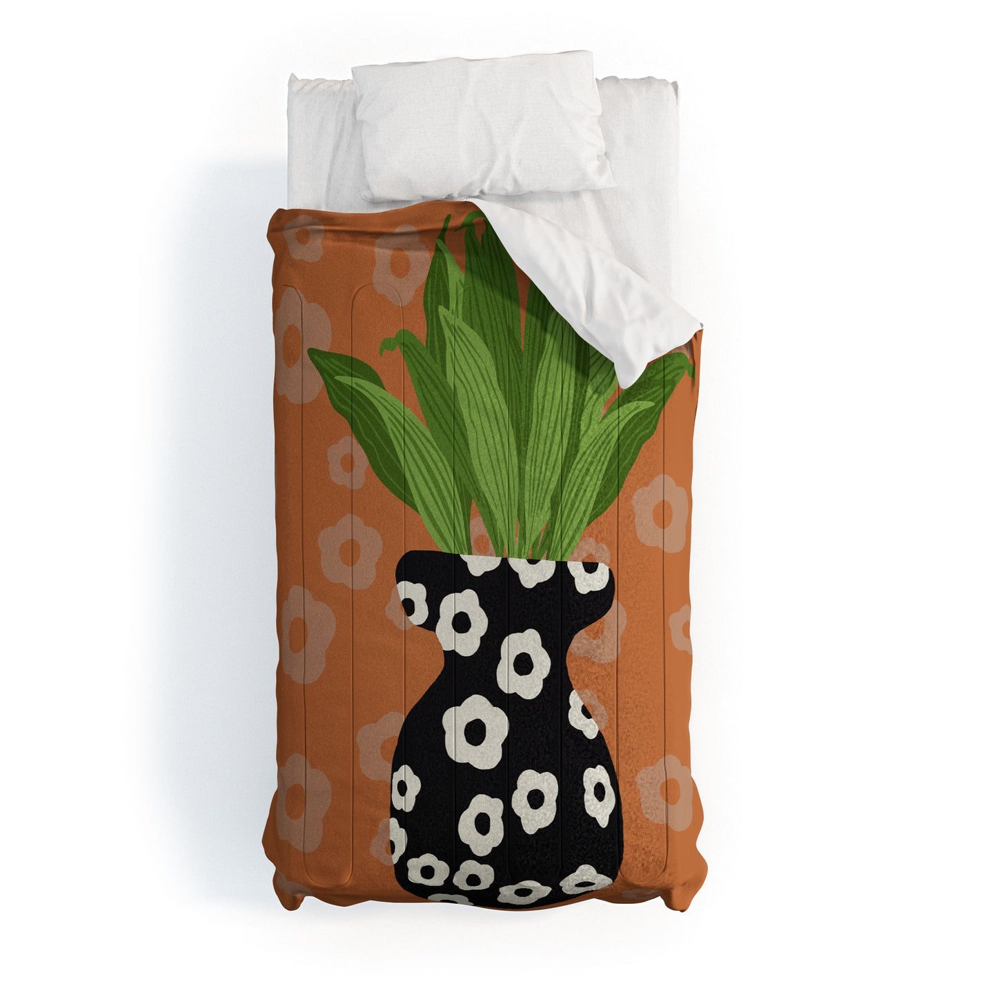 Coco de Paris Green plant retro style 5 Comforter