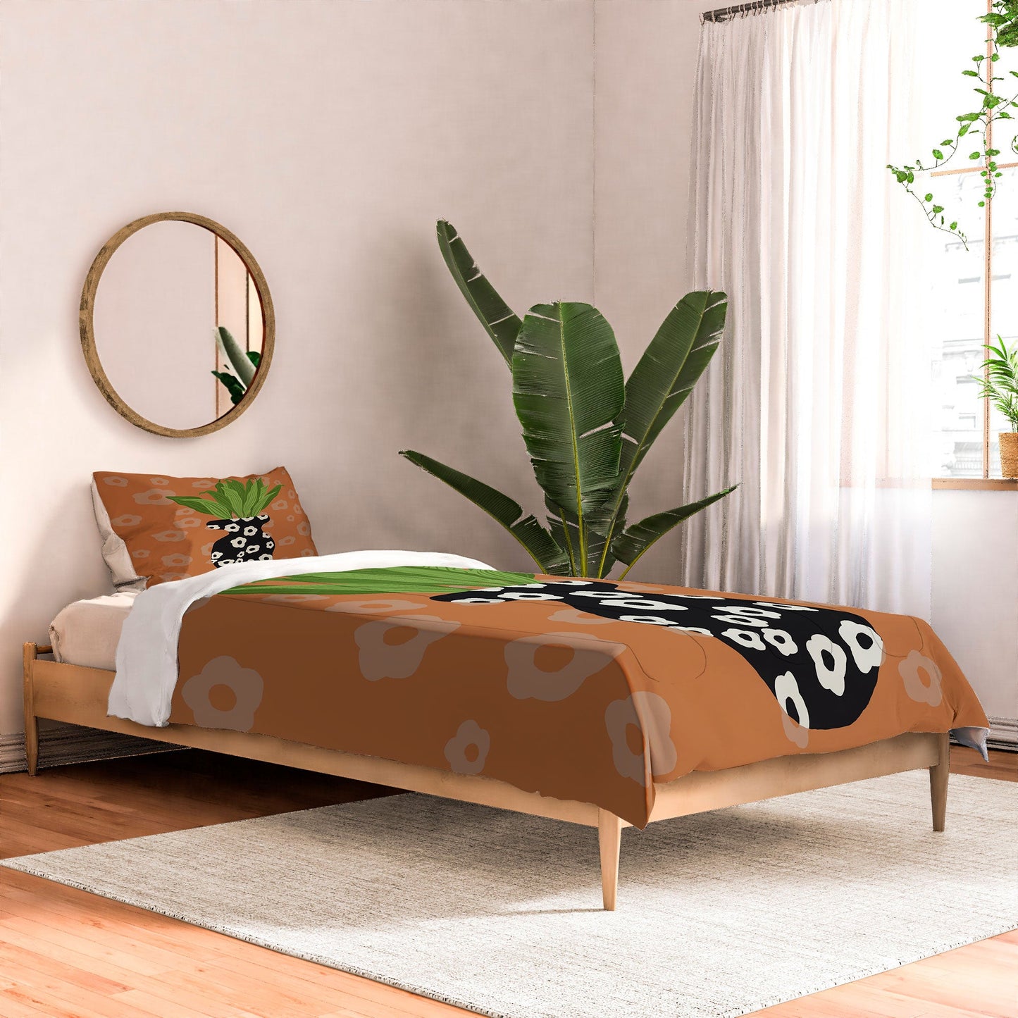 Coco de Paris Green plant retro style 5 Comforter
