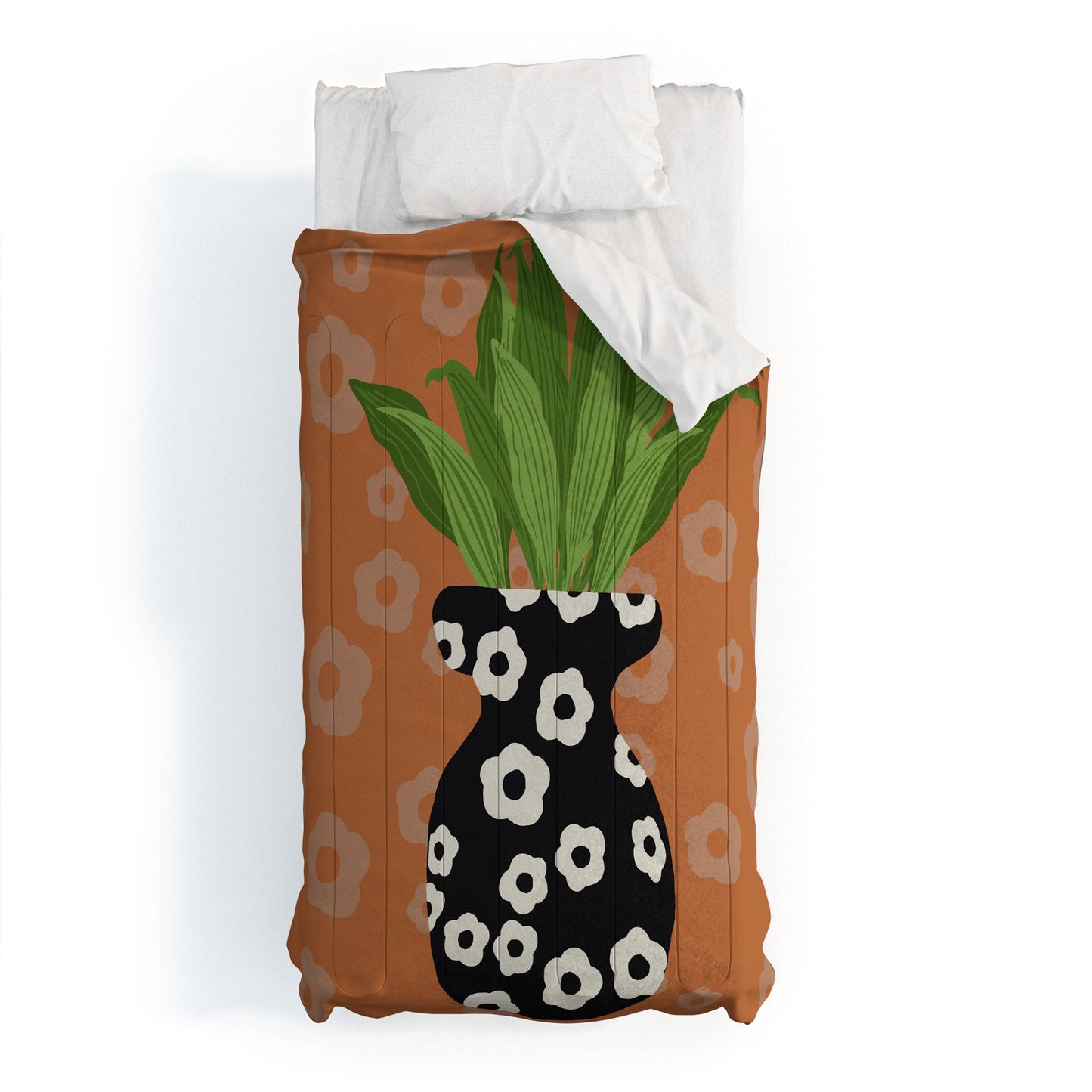 Coco de Paris Green plant retro style 5 Comforter