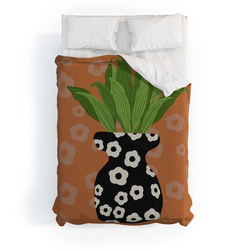 Coco de Paris Green plant retro style 5 Duvet Cover