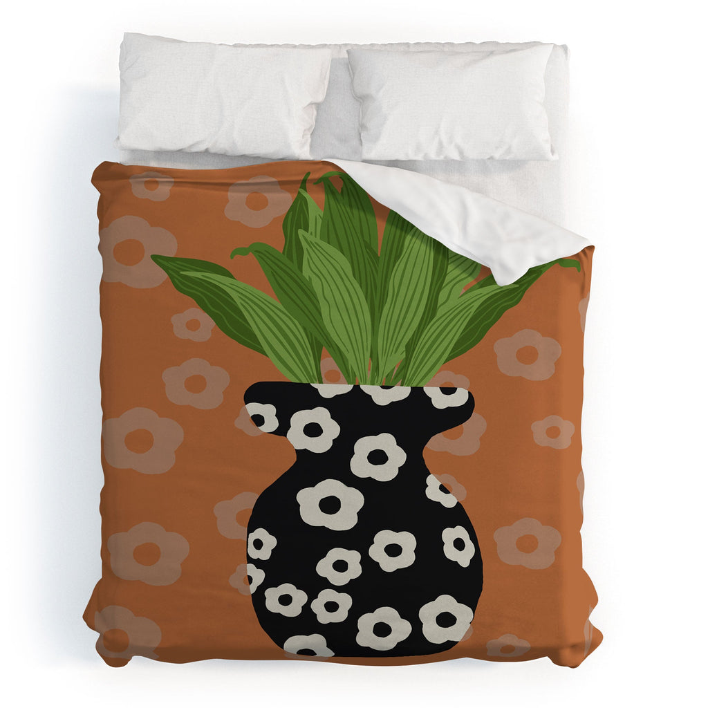 Coco de Paris Green plant retro style 5 Duvet Cover