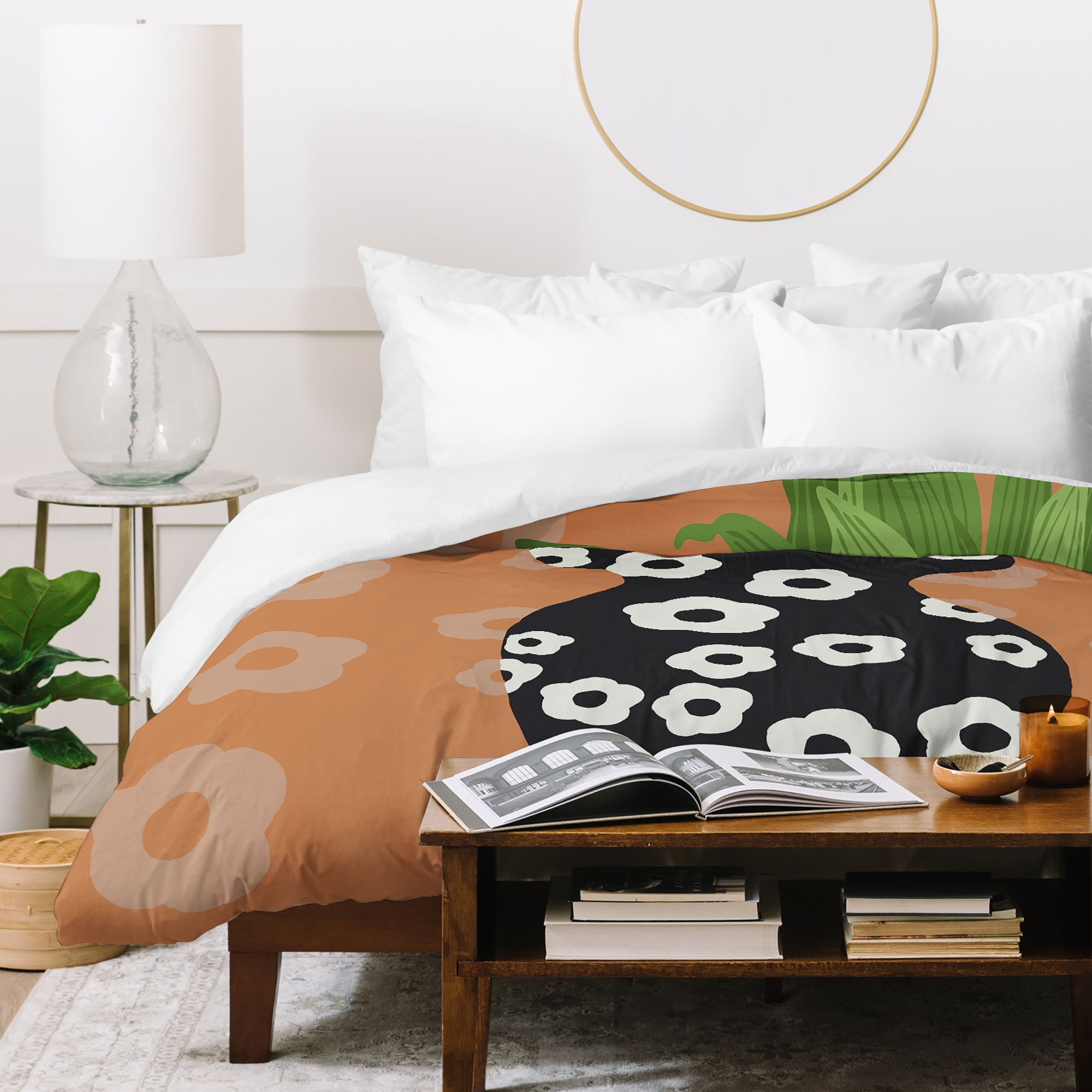 Coco de Paris Green plant retro style 5 Duvet Cover