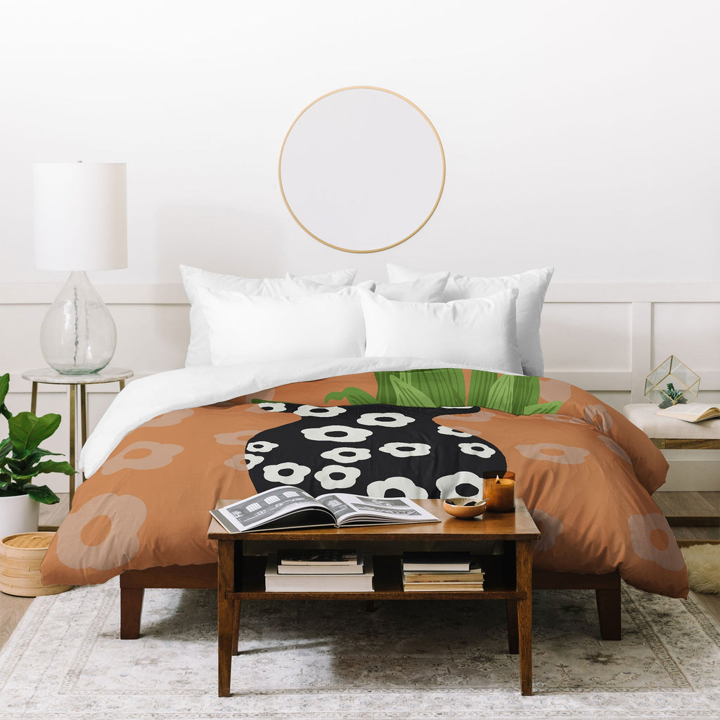 Coco de Paris Green plant retro style 5 Duvet Cover